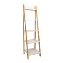 95083 ADEPTUS SOLID PINE WOOD 5 SHELF LADDER BOOKSHELF - WHITE NATURAL - Like New