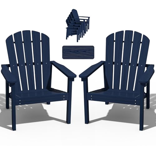 NEVILYWOOD STACKABLE ADIRONDACK CHAIR ALL-WEATHER HDPE - NAVY, 2pcs - Like New