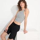 Lands' End Women's 9" Quick Dry Elastic Waist Modest Board Shorts Swim Black 6 - Brand New