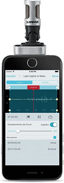 Shure Portable iOS Microphone iPhone iPad iPod Lightning Connector MV88 - Silver Like New