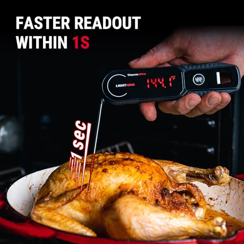 THERMOPRO LIGHTNING 1-SECOND INSTANT READ MEAT THERMOMETER - TP622 - BLACK - Like New