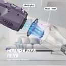 HANDHELD VACUUM WIRELESS WITH LED LIGHT, HEPA FILTER, RECHARGEABLE - PURPLE Like New