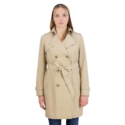 357MC876 COLE HAAN WOMENS DOUBLE BREASTED TRENCH COAT, SIZE M - KHAKI - Brand New