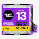 SIMPLY FILTERS 20x20x1 Air Filter Merv 13, 6 Pack, Dust & - Scratch & Dent