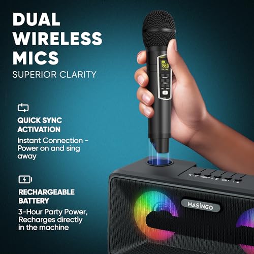 MASINGO Karaoke Machine for Adults and Kids PRESTECH2 - Black - Like New