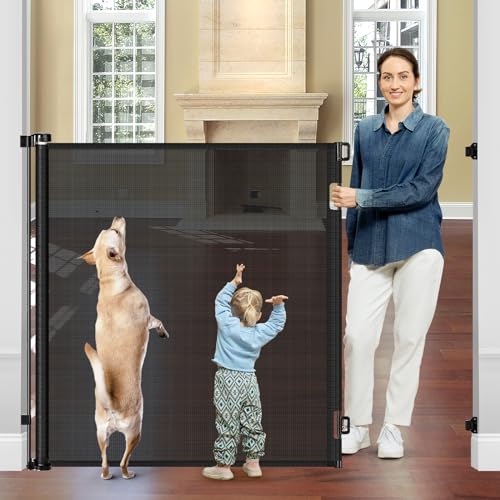 HEELALBABY 48" EXTRA TALL RETRACTABLE BABY GATES 55" WIDE RETRACTABLE DOG GATE Like New