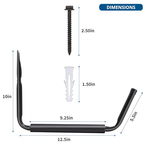 LUGO Heavy Duty Steel Storage Hooks, Wall Mounted Rack for Hanging (Black) - Like New