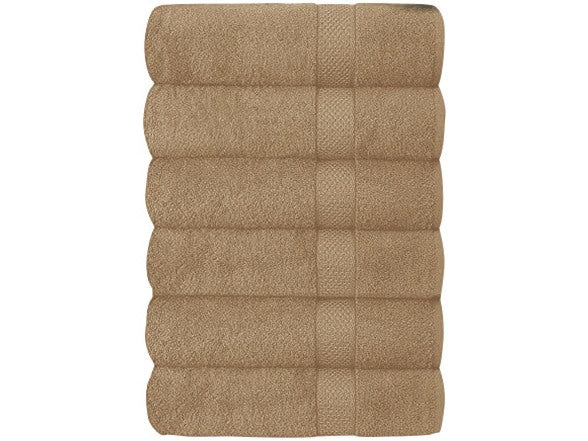 SIMPLE ELEGANCE 6-PACK PLUSH BATH TOWEL SET (27X52 INCH) - TAUPE - Brand New