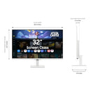SAMSUNG M5 M50F 32" HDR SMART MONITOR LS32FM503ENXZA - WHITE - Like New
