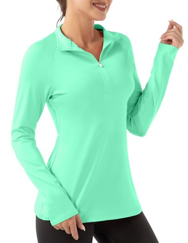 FKEEP Women Polo Shirts Long Sleeve UPF 50+ Sun Protection Tennis Golf XS Mint - Brand New