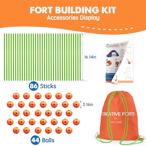 TINY LAND FORT BUILDING KIT CREATIVE FORT 5,6,7,8 YEARS OLD - ORANGE-GREEN - Like New