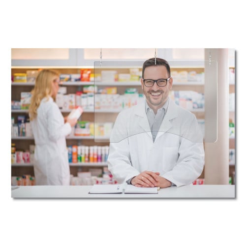 DEFLECTO HANGING BARRIER, 23.75" X 35.75", POLYCARBONATE 2/CARTON (PBCHPC2436) - Brand New