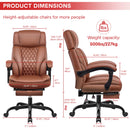 FELIXKING BIG & TALL HIGH-BACK LEATHER OFFICE CHAIR WITH FOOTREST - BROWN - Like New