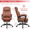 FELIXKING BIG & TALL HIGH-BACK LEATHER OFFICE CHAIR WITH FOOTREST - BROWN - Like New