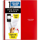 FIVE STAR 1-SUBJECT COLLEGE RULED NOTEBOOK, 8.5"X11", 100 SHEETS, B-106-RED - Like New