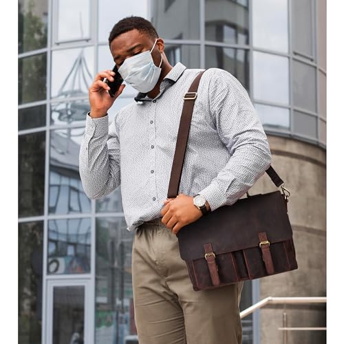 OAK LEATHERS LEATHER LAPTOP MESSENGER BAG OFFICE TRAVEL BAG BROWN1 - L - Like New