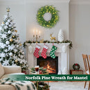TOWPONICS 4 INCH NORFOLK PINE WREATH LIGHTS MODERN CHRISTMAS WREATH - GREEN - Like New
