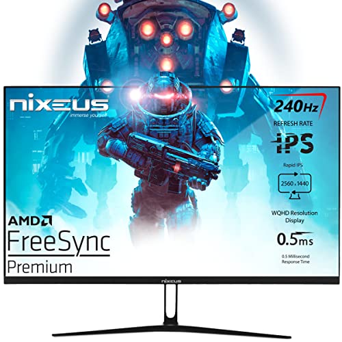 NIXEUS EDG 27” RAPID IPS 2560 X 1440 FREESYNC PREMIUM 240HZ NX-EDG27240X - BLACK - Like New