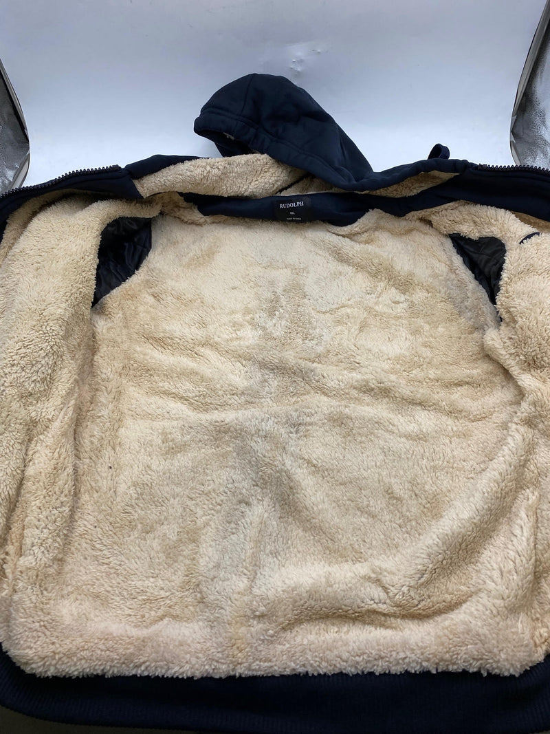 RUDOLPH MEN'S SWEATER WITH FULL ZIP - SIZE: MEN 2XL - NAVY - Like New