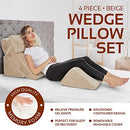 ALLSETT HEALTH 4 PC BED WEDGE PILLOWS SET ORTHOPEDIC WEDGE PILLOW MEMORY FOAM - Brand New