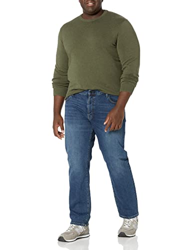 AMAZON ESSENTIALS MENS LONG-SLEEVE SWEATER, 100% COTTON, MEN XS, OLIVE HEATHER - Brand New