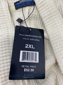BLUE ICE MEN'S LOOSE FIT WAFFLE KNIT THERMAL HENLEY HOODIE - SIZE: 2XL - NATURAL - Like New