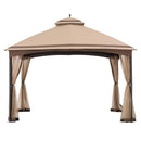 SUNJOY PENDLETON 10.5 X 13 FT 2-TIER STEEL GAZEBO, TAN & BROWN - Like New