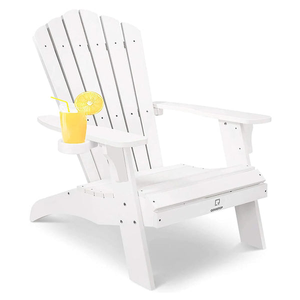 QOMOTOP WEATHERPROOF POLY LUMBER OVERSIZED ADIRONDACK CHAIR CUP HOLDER - WHITE - Like New