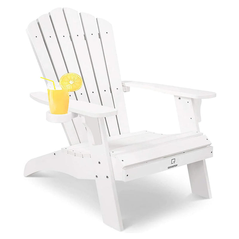 QOMOTOP WEATHERPROOF POLY LUMBER OVERSIZED ADIRONDACK CHAIR CUP HOLDER - WHITE - Like New