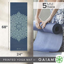 GAIAM YOGA MAT PREMIUM 5MM PRINT THICK NON SLIP EXERCISE, FLOOR WORKOUTS - Brand New