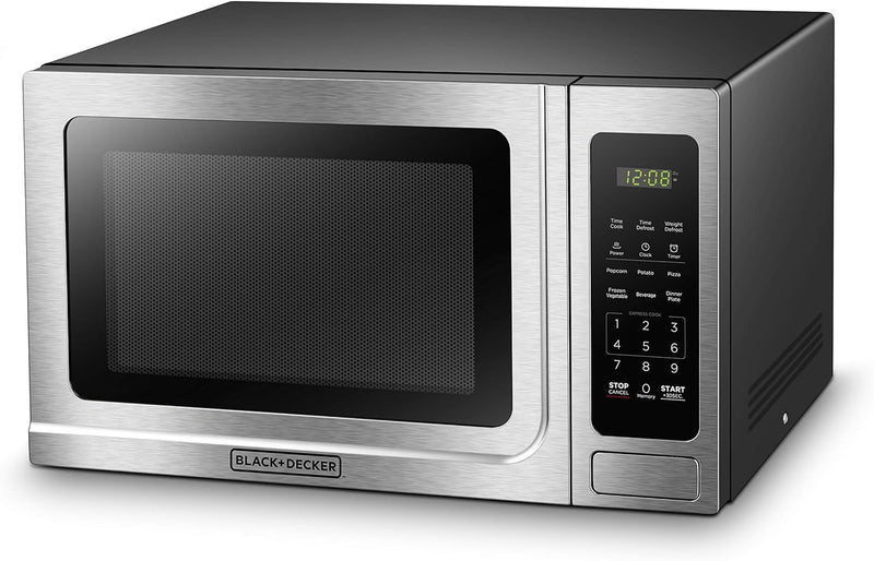 BLACK+DECKER EM036AB14 Digital Microwave Oven, Stainless Steel, 1.4 Cubic ft - Like New