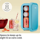 ICEMAN PORTABLE MINI FRIDGE, COOLER, AC/DC CAR PLUG-COMPATIBLE 8 CAN - BLUE - Like New