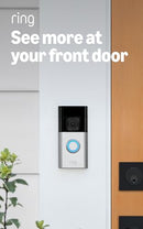 RING BATTERY DOORBELL PLUS HOME HD VIDEO MOTION 5F77E9-SAT/NICKEL - SATIN NICKEL - Brand New