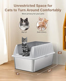 JECOO STAINLESS STEEL CAT LITTER BOX XL WITH LID LY SELECT - LIGHT GRAY - Like New