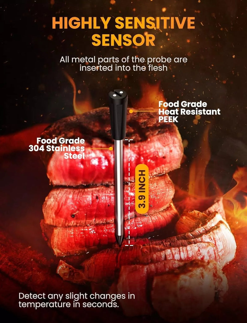 ImSaferell Wireless Meat Thermometer FM210, Black/Yellow - Like New