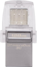 Kingston 128GB DT microDuo 3C USB Flash Drive DTDUO3C/128GB - White New
