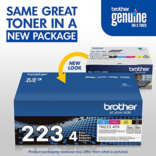 BROTHER GENUINE STANDARD-YIELD TONER CARTRIDGE FOUR PACK TN223 4PK - Black/Cyan - Brand New