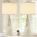 HANDWELL 29 Inch Ceramic Table Lamp Set of 2 Off-White TB0298 - WHITE Like New