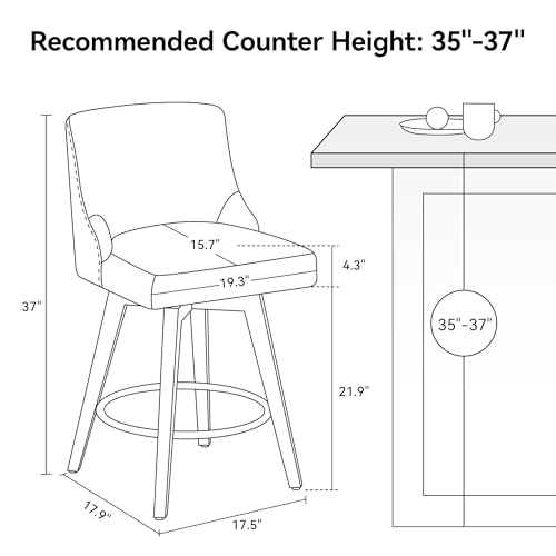 CARTERCHAIRR COUNTER HEIGHT BARSTOOLS, 26" - BEIGE - Like New