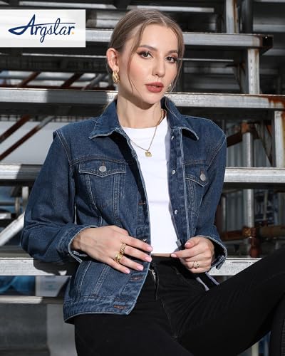 ARGSTAR DENIM JACKET FOR WOMEN BUTTON UP LONG SLEEVE WITH POCKETS WOMEN L - Brand New