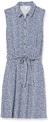 AMAZON ESSENTIALS WOMEN SLEEVELESS RELAXED-FIT WOVEN SHIRT 2XL BLUE WHITE PETAL - Brand New