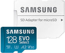 SAMSUNG EVO SELECT MICRO SD-MEMORY-CARD ADAPTER 128GB METAL - BLUE/WHITE - Like New