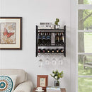 HOMBAZAAR Wall Mounted Wine Rack Display Shelf Industrial Wine Racks - Brown - Like New