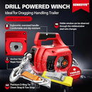 FITHOIST DRILL POWERED PORTABLE WINCH 1000LBS, 40FT PORTABLE DRILL - RED - Like New