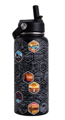 LETS WANDER™ NATIONAL PARKS WATER BOTTLE + STICKERS BESTSELLER - BLACK - Like New