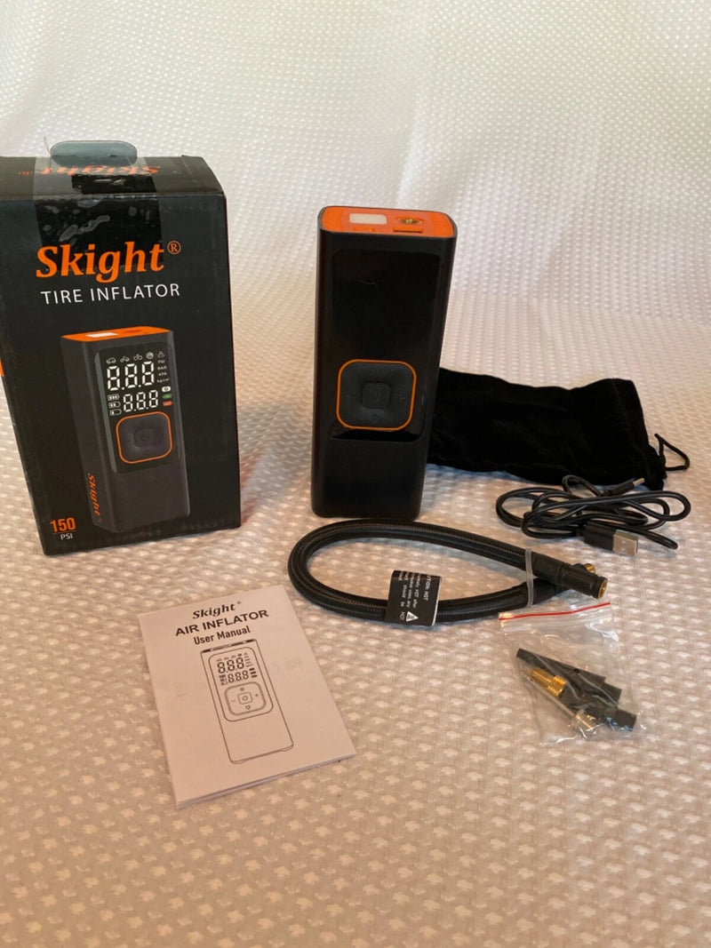 SKIGHT TIRE INFLATOR, EMERGENCY TIRE SOCCER BASKETBALL INFLATOR - BLACK/ORANGE - Like New