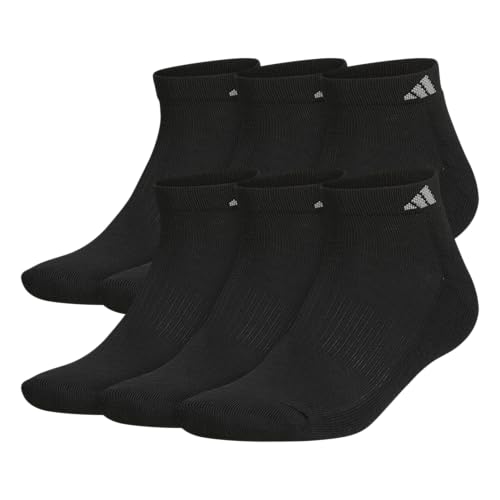 ADIDAS MEN'S CUSHIONED LOW CUT SOCKS ARCH COMPRESSION MEN 12-15 BLACK 6-PACK - Brand New