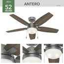 HUNTER ANTERO 52 IN. HUNTER EXPRESS INDOOR CEILING FAN - MATTE SILVER - Like New