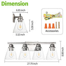 hykolity 4 Light Bathroom Light Vanity Light Fixtures E26 Bulb Base - Nickel - Brand New