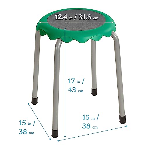 ECR4KIDS DAISY STACKABLE STOOL SET FLEXIBLE SEATING EMERALD 8-PIECE EMERALD - Like New